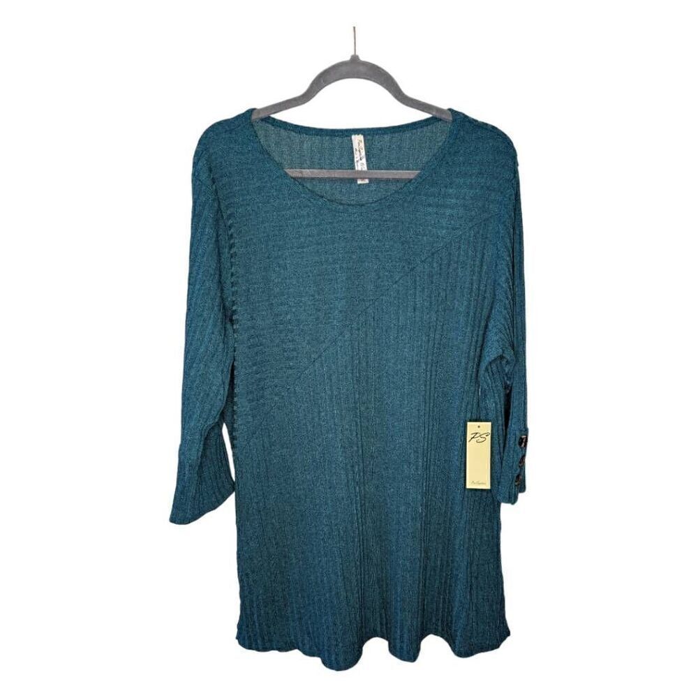 NWT PerSeption Long Sleeves Knitted Teal Tunic Women's Size 2XL